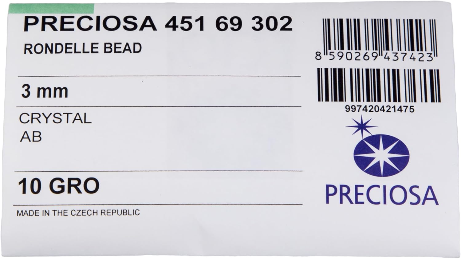 Authentic Preciosa 3mm Crystal AB Bicone Beads Sealed Factory Pack of 1,440pcs (45169302)
