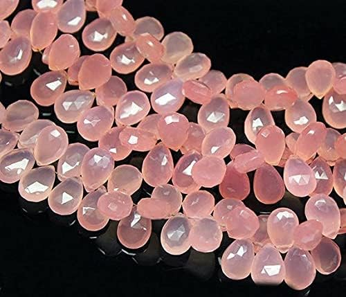 Beads Gemstone Pink Rose Chalceny Faceted Checker Cut Pear Drop Gemstone Loose Beads Strand 8 Inch Long 12mm Code-HIGH-28246