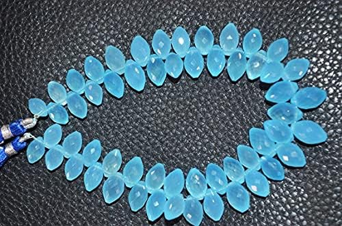 8 inch Strand of Natural Chalcedony 6x9-8x13mm Drop Faceted briolette Beads for DIY Jewelry Making. |BRIO_01690