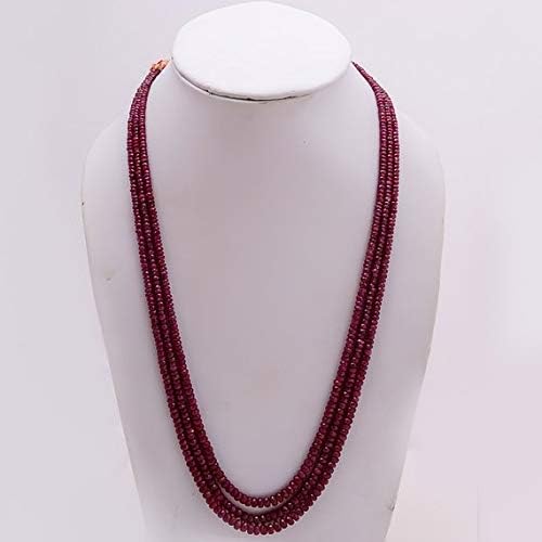 18'' natural size 3-5 mm faceted african pink color ruby necklace