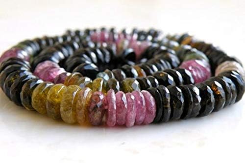 LOVEKUSH LKBEADS Tourmaline Gemstone Tyre Tire Faceted Heishi Multi 6 to 6.5mm 1/2 Strand Code-HIGH-58680