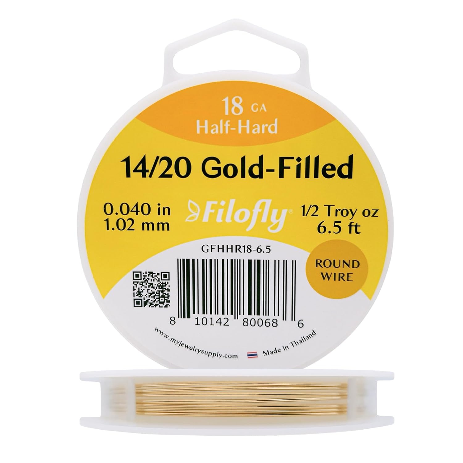 18 Gauge, 14/20 Yellow Gold-Filled Wire, Half Hard, Round, 1/2 Troy oz (6.5 FT)
