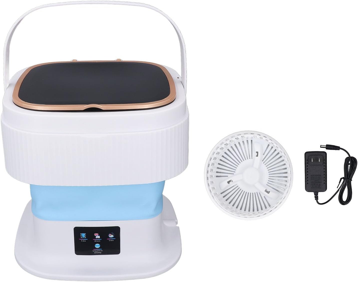 Portable Foldable Washing Machine, 11L Automatic Mini Bucket Washer with 3 Timer Modes, Travel Laundry Washer for Travel RV Camping Apartments Underwear Baby Clothes (Blue)