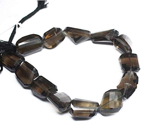 2 Strand Natural Smoky Quartz Faceted Step Cut Tumble Nugget Gemstone Craft Beads 9 Inch Long 22mm 15mm Code-HIGH-794