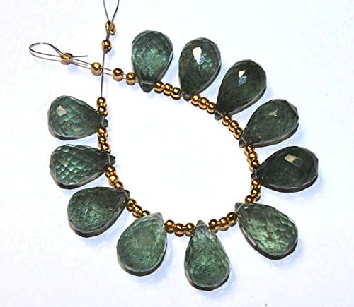 13 inch natural beads strand of 13x9-16x9mm faceted teardrop moss aquamarine gemstone briolletes beads for DIY jewelry - necklace, bracelet, earring, ring.