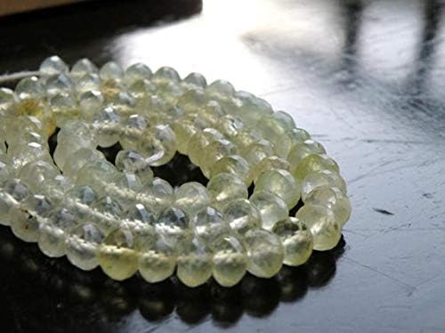 Prehnite Gemstone Rondelle AAA Apple Green Lime Shaded Micro Faceted Israeli Cut 6mm Full Strand 75 Beads Code-HIGH-58355