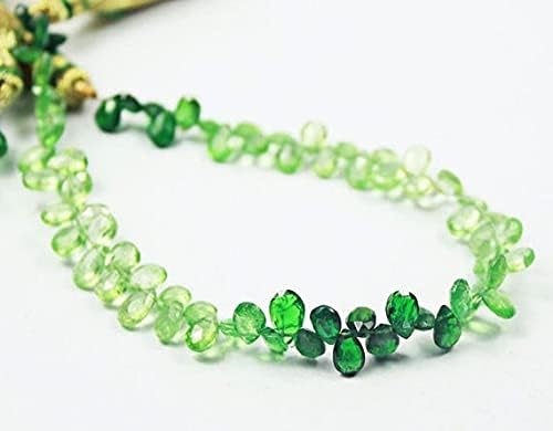 Rare Shaded Green Garnet Tsavorite Faceted Pear Drop Gemstone Craft Loose Beads 8