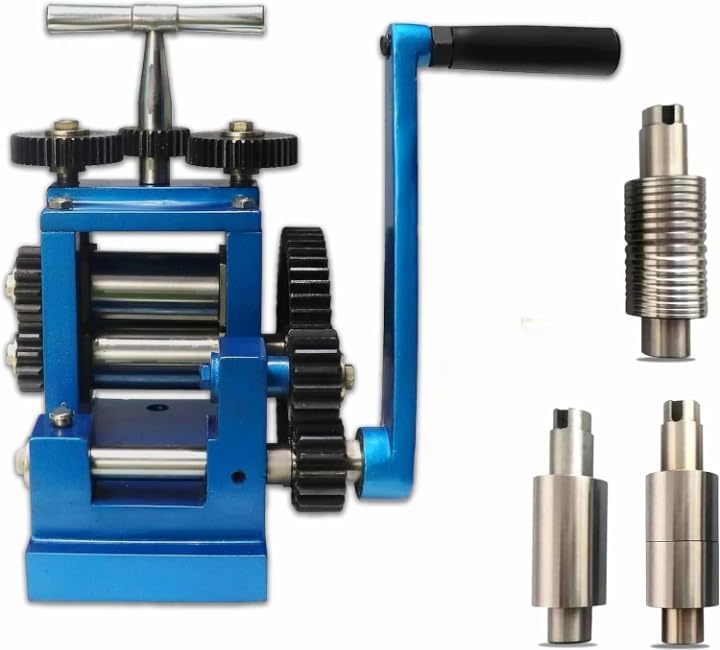 SIMOND STORE Rolling Mill Machine, 3 Inch (76 mm), 5 Rollers Combination Manual Rolling Mill for Jewelry Making, Tabletting Jewelry Tool for Metal Sheet and Wire