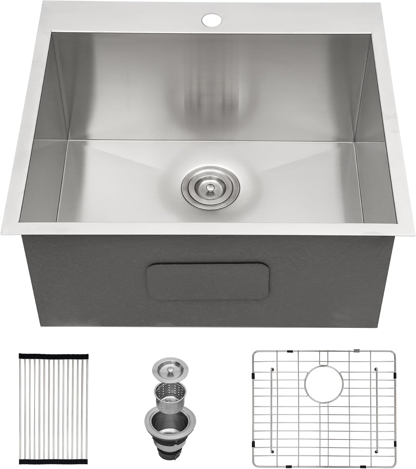 25 Laundry Sink Drop In - 25x22x12 Inch Laundry Utility Sinks 12 Inch Deep Sinks Stainless Steel Topmount Sink 16 Gauge Single Bowl Sink for Laundry Room
