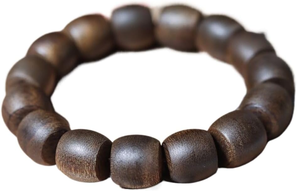 Agarwood 13 * 14mm Nha Trang White Chess Agarwood Skewer Shimmering Buddha Bead Rosary Bead