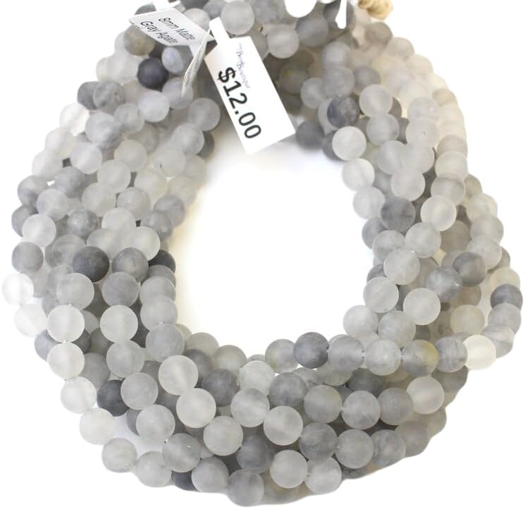 13 inch Strand of Natural gem Gray Agate, 8 mm Round Smooth Beads for DIY Jewelry Making. | Beads_03746, as per photo