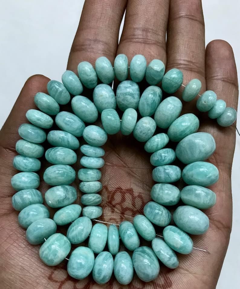 Natural Amazonite rondelle soomth Beads 7x10mm 17 inch Long String Jewelry Making Gemstone Beads for Necklace Bracelet