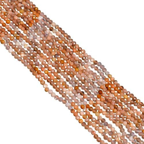 Natural Peach Moonstone Gemstone Rondelle Faceted Beads 3X3 mm 25 Strand 13