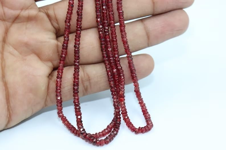 Padparadscha Red Sapphire Faceted Rondelle Beads 2.5-3 mm Padparadscha Sapphire Beads Blood Red Sapphire Rondelle Beads