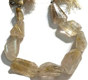 13 inch natural beads strand of 17x22mm faceted nugget golden rutile gemstone beads for DIY jewelry - necklace, bracelet, earring, ring.