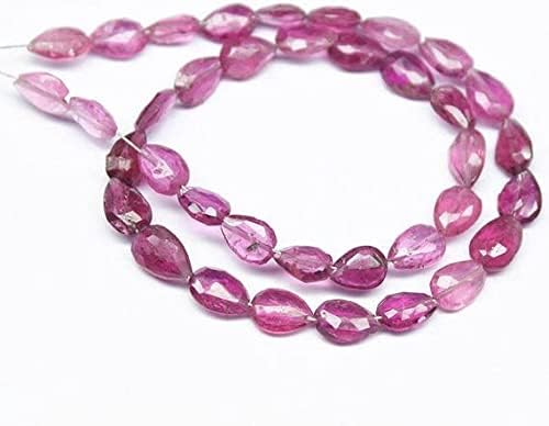 Natural Rubellite Pink Tourmaline Faceted Briolette Pear Drop Gemstone Craft Loose Beads Strand 9