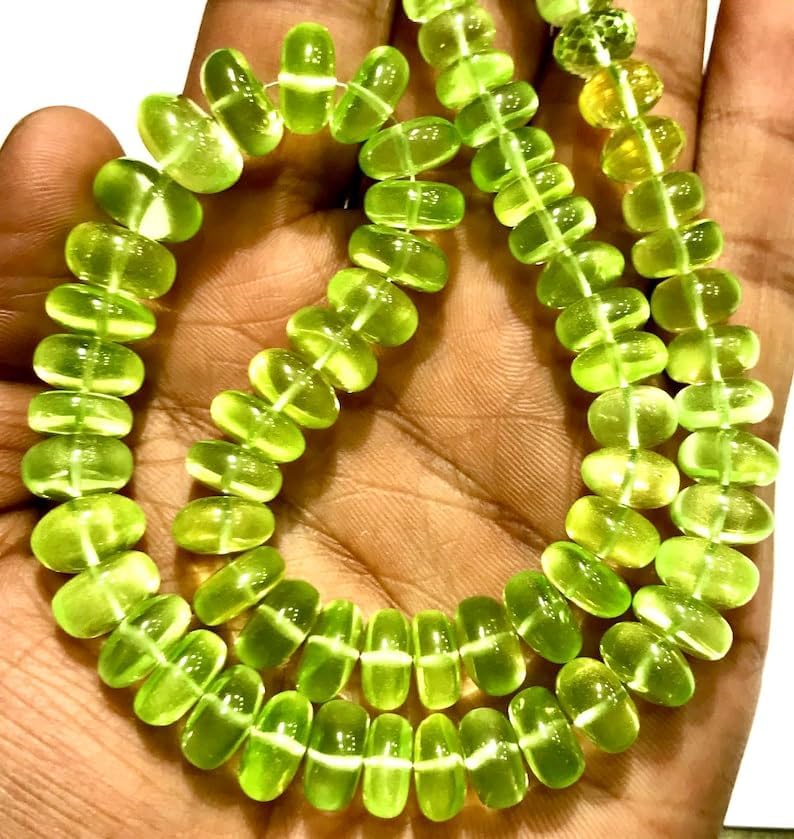 Natural NEON Green Spinel Roundelle Smooth Beads 9-12 MM 16 inch Long String Jewelry Making Gemstone Beads for Necklace Bracelet