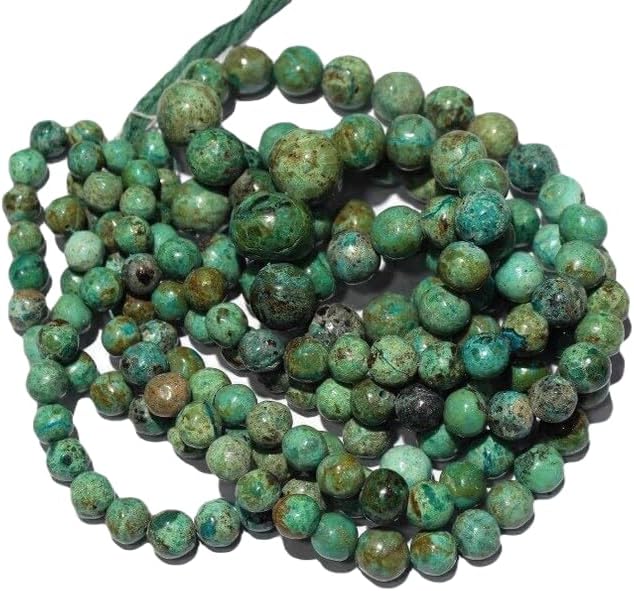 13 inch Strand of Natural gem Chrysocolla, 5-15mm Round Smooth Beads for DIY Jewelry Making. | Beads_03663, As Per Photo
