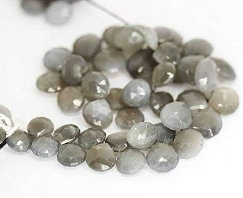 Gray Moonstone Faceted Briolette Heart Drop Gemstone Loose Craft Beads Strand 10 Inch Long 9mm 13mm Code-HIGH-2052