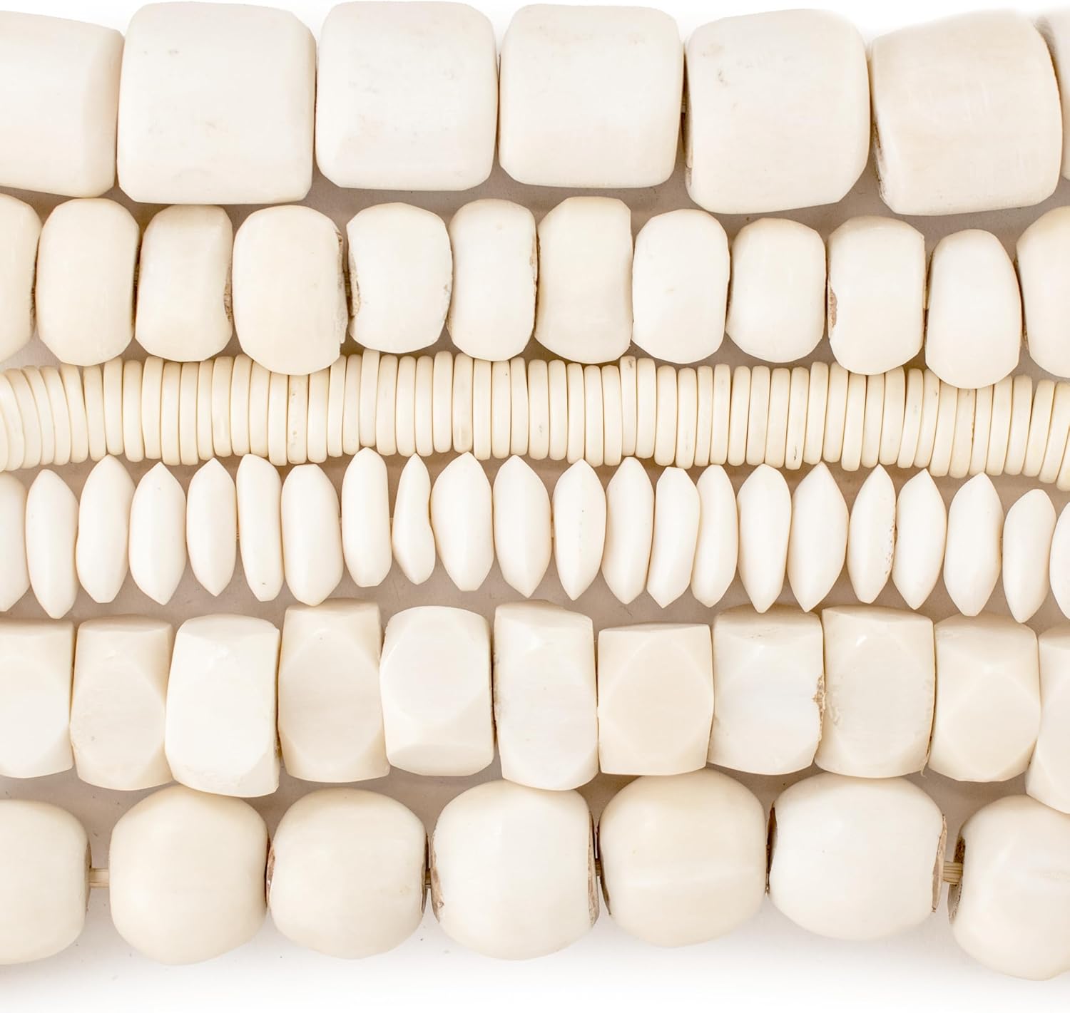 White Bone Bead Bundle – 6 Strand Collection | Handmade African & Nepalese Beads | Classic White Beads for Jewelry Making, Crafts, and Home Decor | Fair Trade Artisan Beads