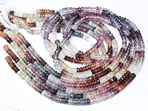 2 Strands Lot Multi Spinel Micro Faceted Micro Rondelle Gemstone Loose Craft Beads 7 Inch Long 3mm Code-HIGH-1332