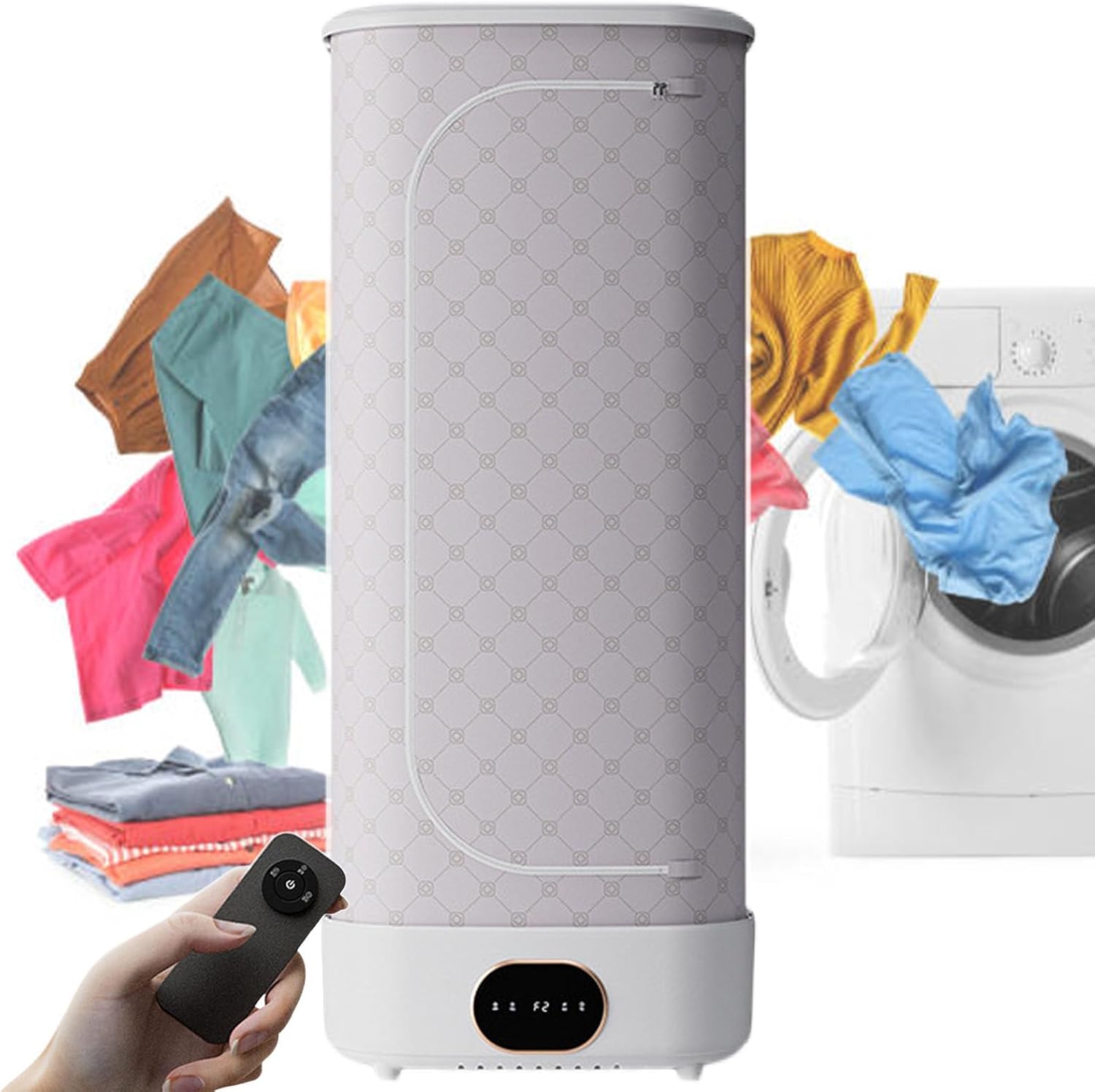 2 In 1 Portable Clothes Dryer, Drying Rack & Electric Space Heater, Small Compact Foldable Electric Laundry Dryers Machine with Timer, Remote Control, for Travel, RV, Home, Apartment