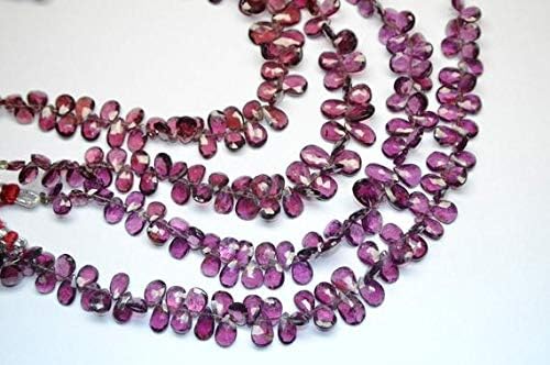 7 Inch 4x6-5x7-6x9mm Natural Pink Rholite Red Garnet Faceted Pear Shape Briolette Beads Strand Code-HIGH-59329