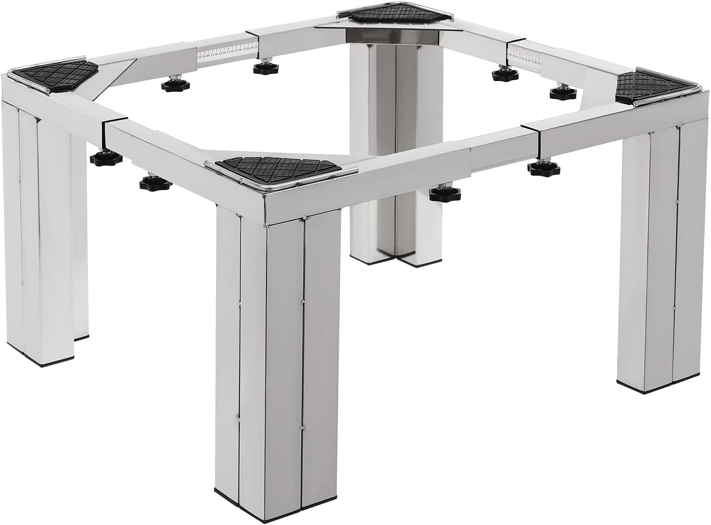 Heavy-Duty Stainless Steell Laundry Pedestal, Full Size 12Inch Height Washing Machine Stand, 1100Lbs Adjustable Washer and Dryer Stand with 4 Strong Feet Mini Fridge Stand (Silver)