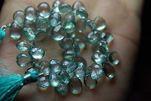 8 Inches, Teel Green Mystic Faceted Pear Shape Briolettes 9-10mm aprx Code-HIGH-62915