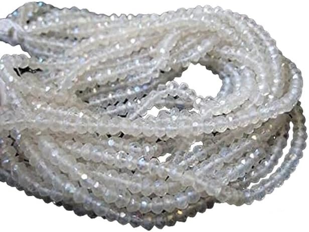Micro Faceted Coated Crystal Quartz Rondelle Beads, 3mm Beads 14 Inch lot of 5 Strands Chik-STRD- 91722
