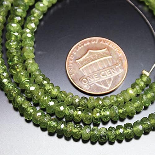 Green Demantoid Garnet Faceted Rondelle Micro Gemstone Loose Beads Strand 18