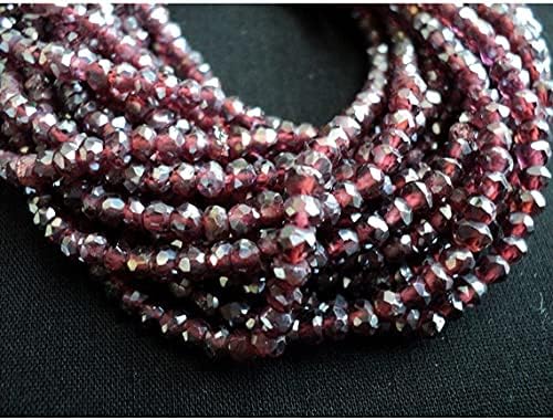 BEADS GEMSTONE 5 Strand Natural Mystic Garnet, Original Gemstone, Micro Faceted Rondelle Beads, 3.5mm Beads, 14 Inches Code-HIGH-18517