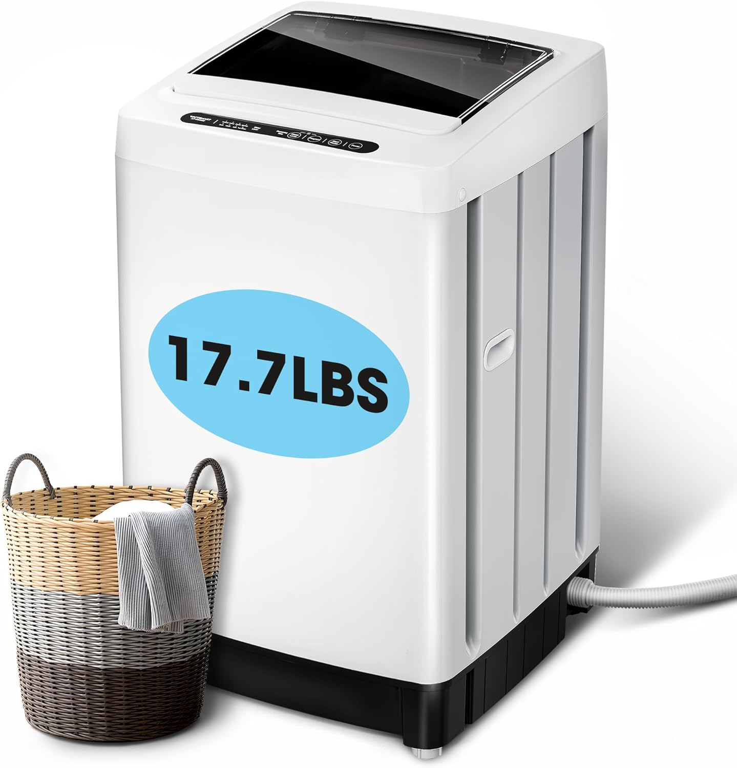 Portable Washing Machine - Compact Home Laundry Washer for Apartment,1.5 Cu.ft,8 Wash programs,10 Water Level, Small Clothes Washer with Drain Pump for Bathroom, Dorms,RVs,White