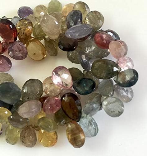 tundru sapphire pear beads, faceted sapphire beads, approx 6x7mm to 7x10, each, 4.5 inch