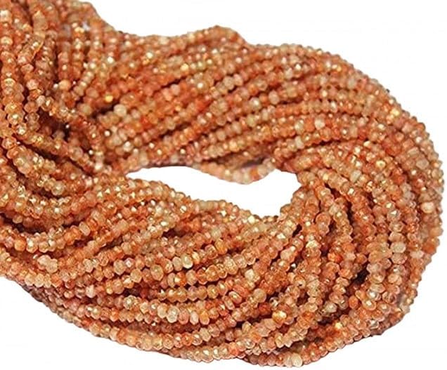 Natural Orange Sunstone Micro Faceted Loose Rondelle Gemstone Craft Beads 13