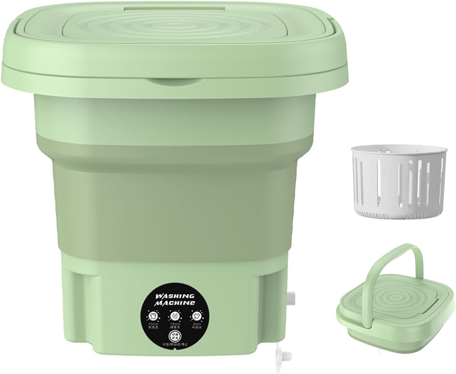 8L Washing Machine Portable Mini, 10W Foldable Small Washing Machine and Dryer, 3 Modes Mini Washing Machine Portable Washer for Apartment, Dorm, Camping, RV, Travel, Laundry,Green