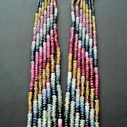 7 strands multi sapphire beads, sapphire rondelle beads, 2.5mm to 4mm beads, 14 inches to 17 inches each