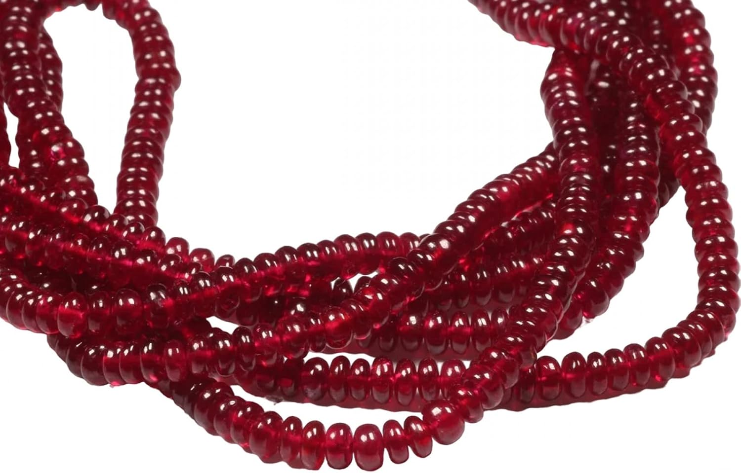 1 Strand AAA Red Ruby 3.5mm Smooth Rondelles 16