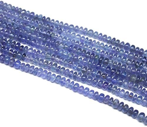 Natural Tanzanite Smooth Rondelle Micro Gemstone Craft Loose Spacer Beads Strand 16 Inch Long 4mm 4.5mm Code-HIGH-322