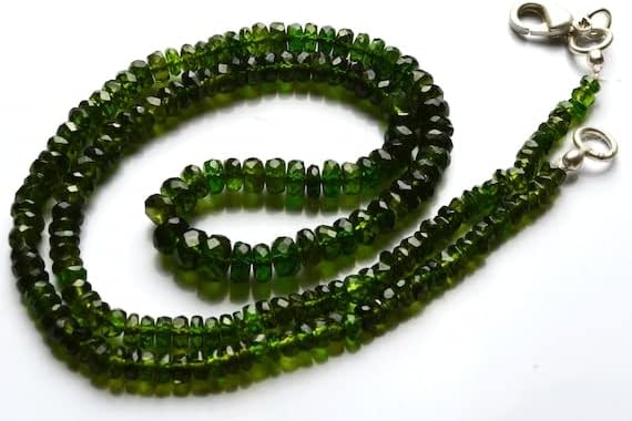 BEADS GEMSTONE 1 Strand Natural 17 Inch Super Rare Natural Chrome Diopside Faceted Roundeles Beads Rondelle Big Beads Necklace Rare Gemstone 3 to 5 MM Code-HIGH-29685
