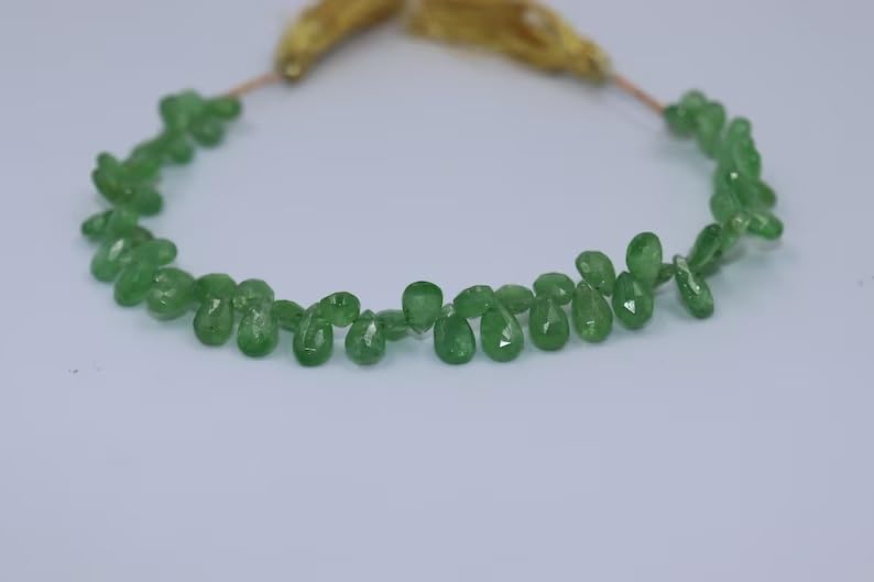 Tsavorite Faceted pear Shape Beads 5 * 7mm Tsavorite Briolette Beads Tsavorite Beads Strand Green Beads Tsavorite Faceted Pear Beads