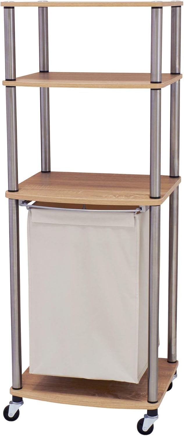 Household Essentials Laundry Hamper Storage Cart, Ashwood