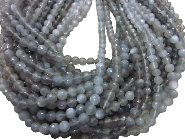 14 Inches Long Grey Moonstone Beads 7-8 mm lot of 10 Strands CHIK-STRD-95108