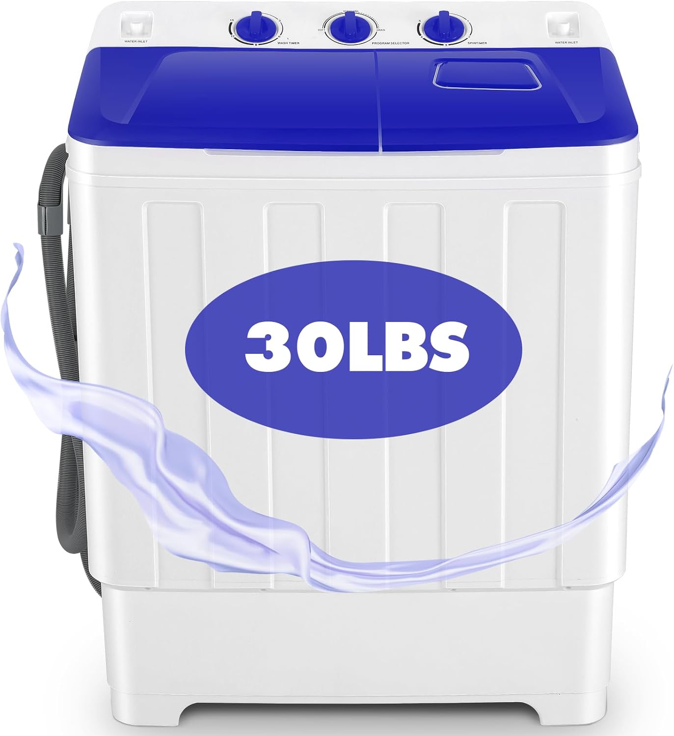 Nictemaw Portable Washing Machine, 30Lbs Portable Washer Machine, Twin Tub Compact Laundry Machine with Drain Pump, Semi-Automatic 19Lbs Washer and 11Lbs Spinner Combo for Apartments, Dorms, RVs