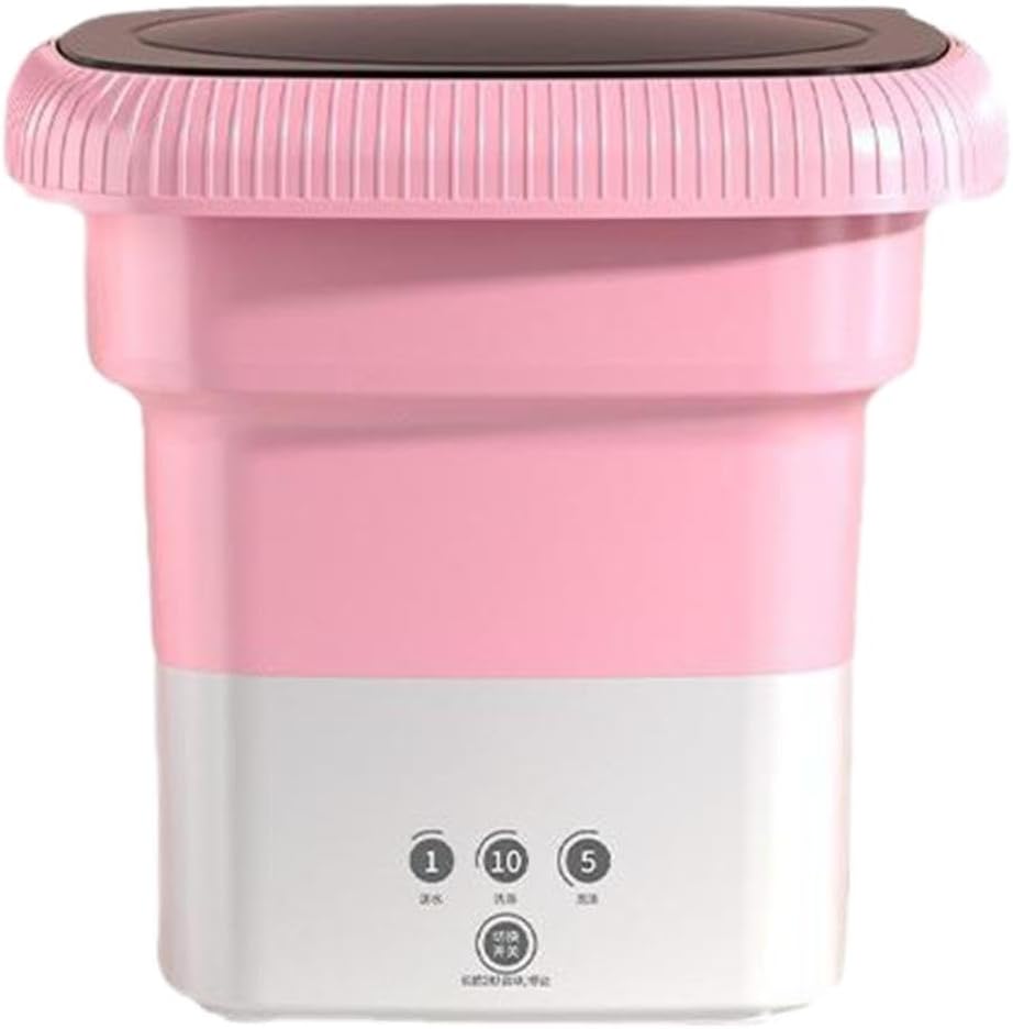 2025 New Portable Mini Washing Machine, Mini Portable Washer, Foldable Ultrasonic Turbine Washer with Spin Dryer, Compact, Quiet for Camping, RV, Travel, Vacation (Pink)
