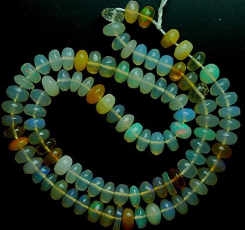16'' strand, huge size, natural ethiopian opal smooth large rondelles, size 7-8mm
