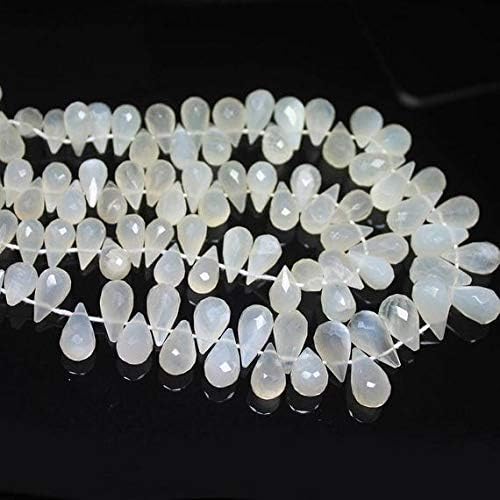 Natural Grey Moonstone Faceted Briolette Tear Drop Briolette Gemstone Craft Loose Beads Strand 9 Inch Long 10mm 12mm Code-HIGH-578
