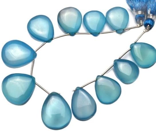 BEADS GEMSTONE 1 Strand Natural 6 Inch Long Strand,Superb Sky Blue Color CHALCENY Smooth Heart Shape Beads Briolettes 16 to 20 MM Code-HIGH-22037