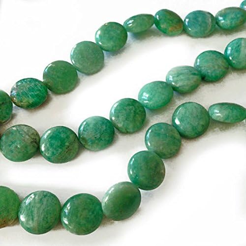13 inch natural beads strand of 14mm smooth coin amazonite gemstone beads for DIY jewelry - necklace, bracelet, earring, ring.