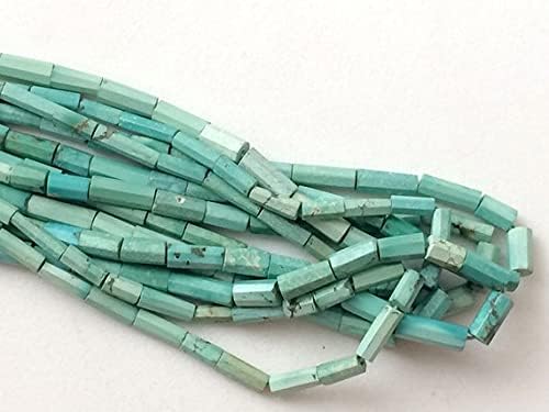 1 Strand Natural Arizona Turquoise Faceted Tube Beads, Natural Turquoise Tubes, Turquoise Necklace, 4x7mm - 7x16mm, 16 Inch